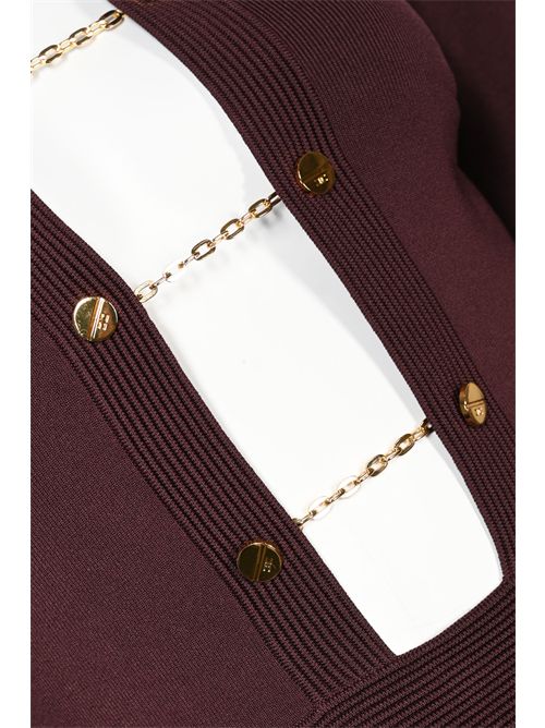 Abito lungo in maglia di viscosa con gemelli gioiello Merlot Elisabetta Franchi | AM29S57E2EA4
